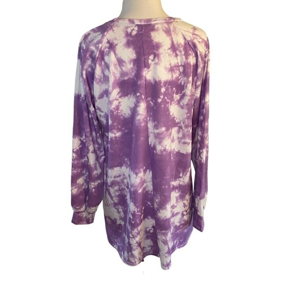 Missguided Purple White Tie Dye Long Sleeve Raglan Tunic Top Size 6 DD928232